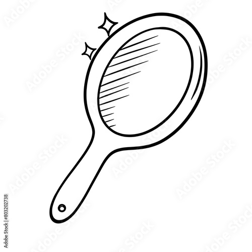 Hand mirror line art