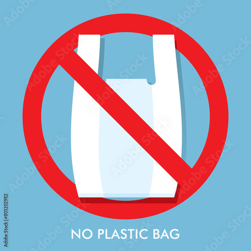 No plastic bag icon set. Reduce to use plastic bags. illustration vector