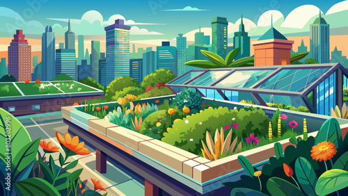 Vibrant Urban Garden Oasis Amidst Bustling Cityscape