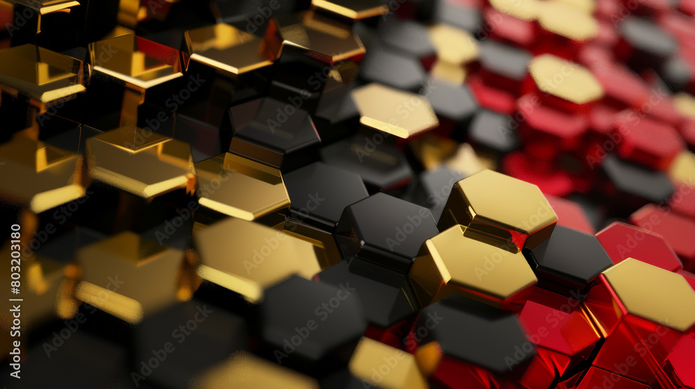red, gold and black abstract hexagon background red, gold and black abstract hexagon background