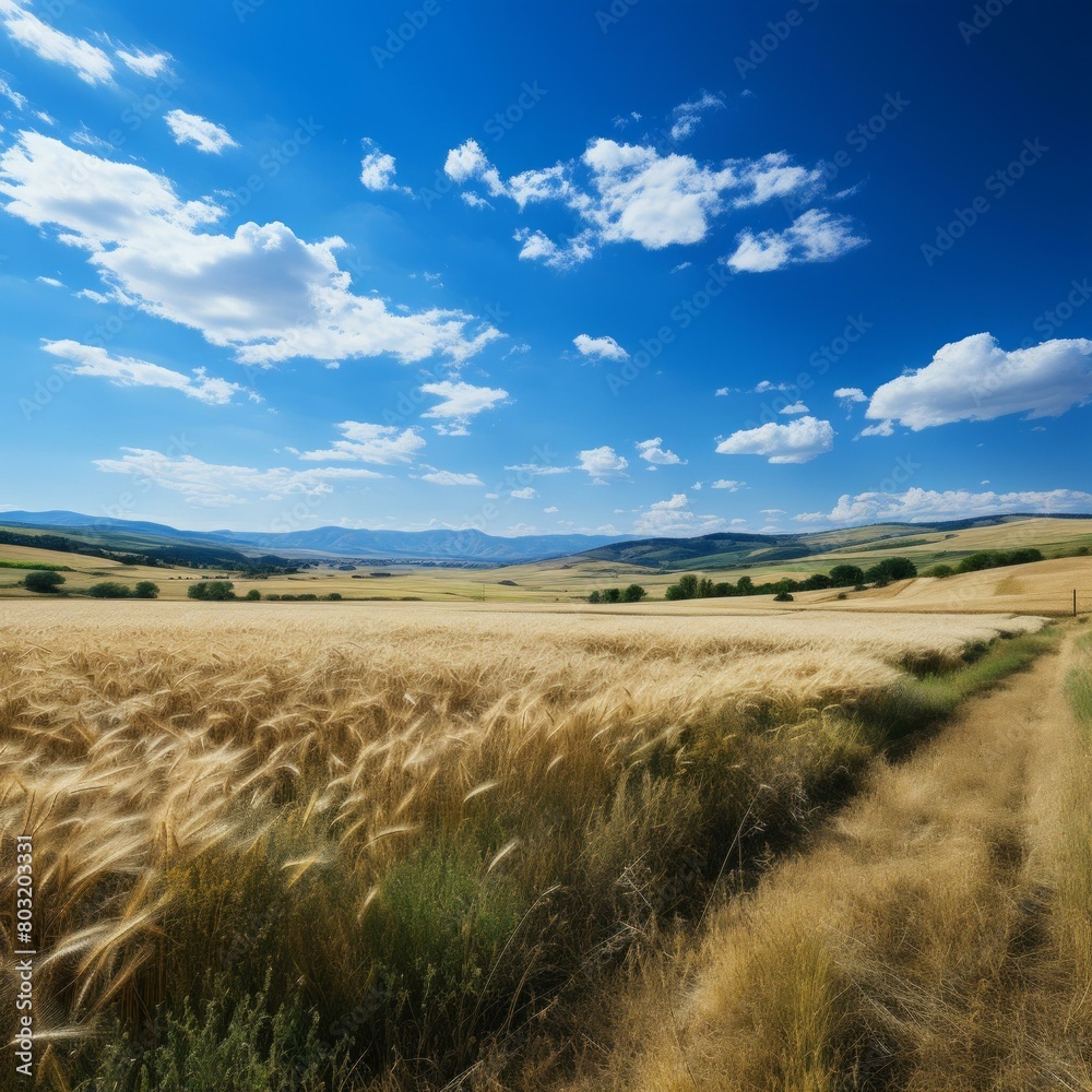 A golden wheat field on a sunny day A golden wheat field on a sunny day