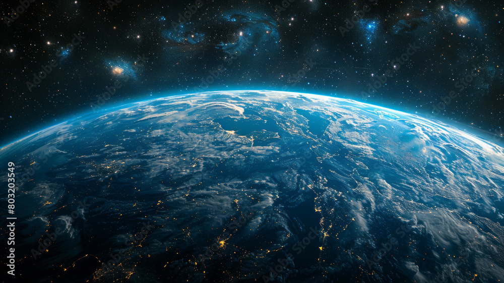 Obraz premium earth in the space, center generative ai