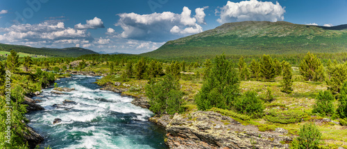 Bilde på lerret Rauschender Bergbach in Norwegen
