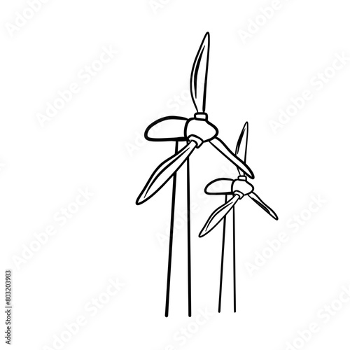 Wind turbine line art