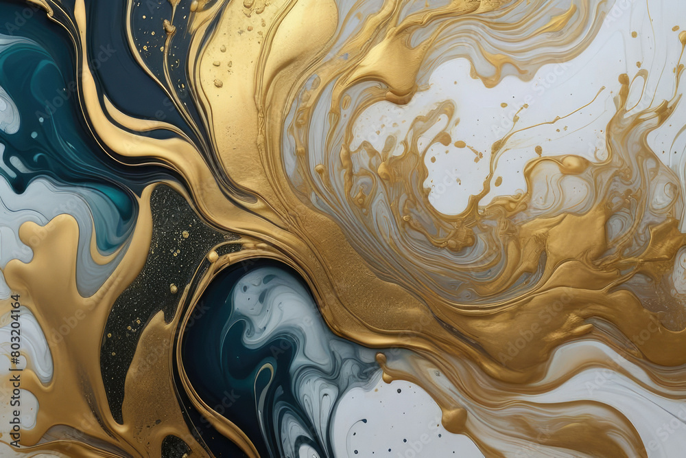 beautiful abstract fluid art background texture ink and gold mixed texture