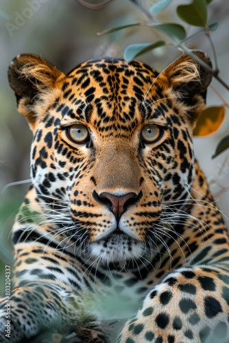 Close up of a leopard staring at the camera