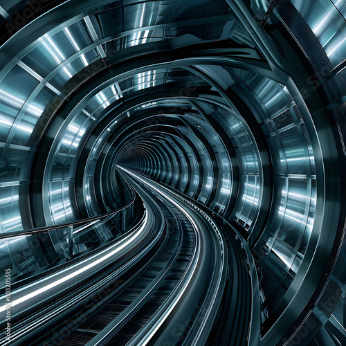 Futuristic subway tunnel , Futuristic background.