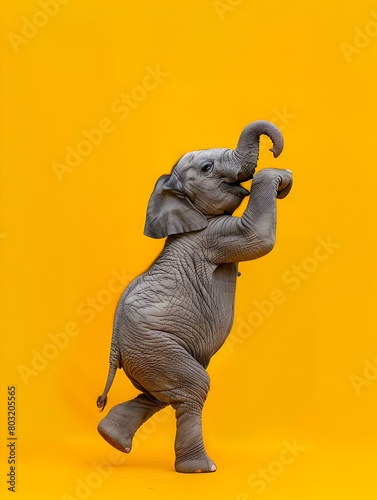 Surreal Elephant Performing the Iconic Dab Gesture on Vivid Chartreuse Backdrop