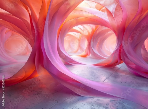 Pink and orange curved tunnel