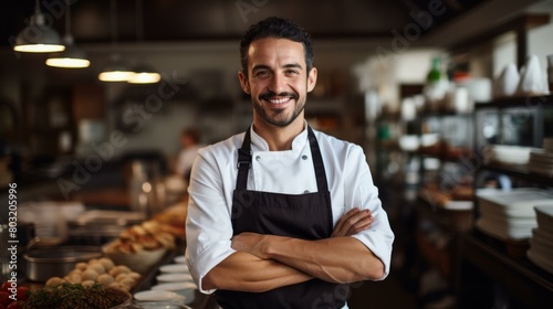 Portrait of a smiling chef in a commercial kitchen © Adobe Contributor