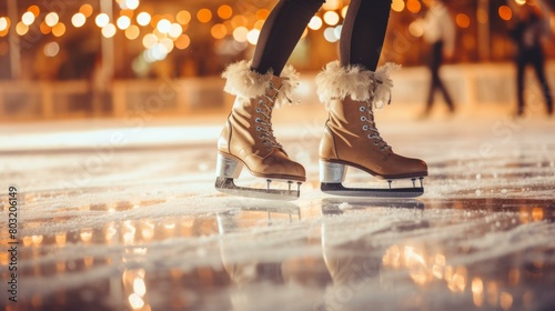 ice skating at night photo