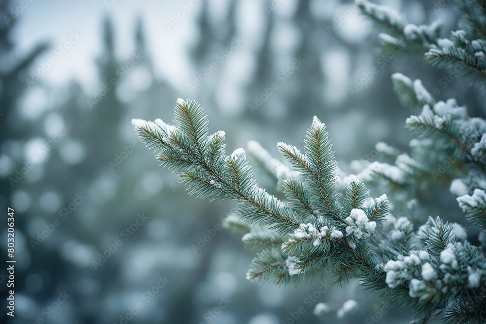 snow covered pine needles