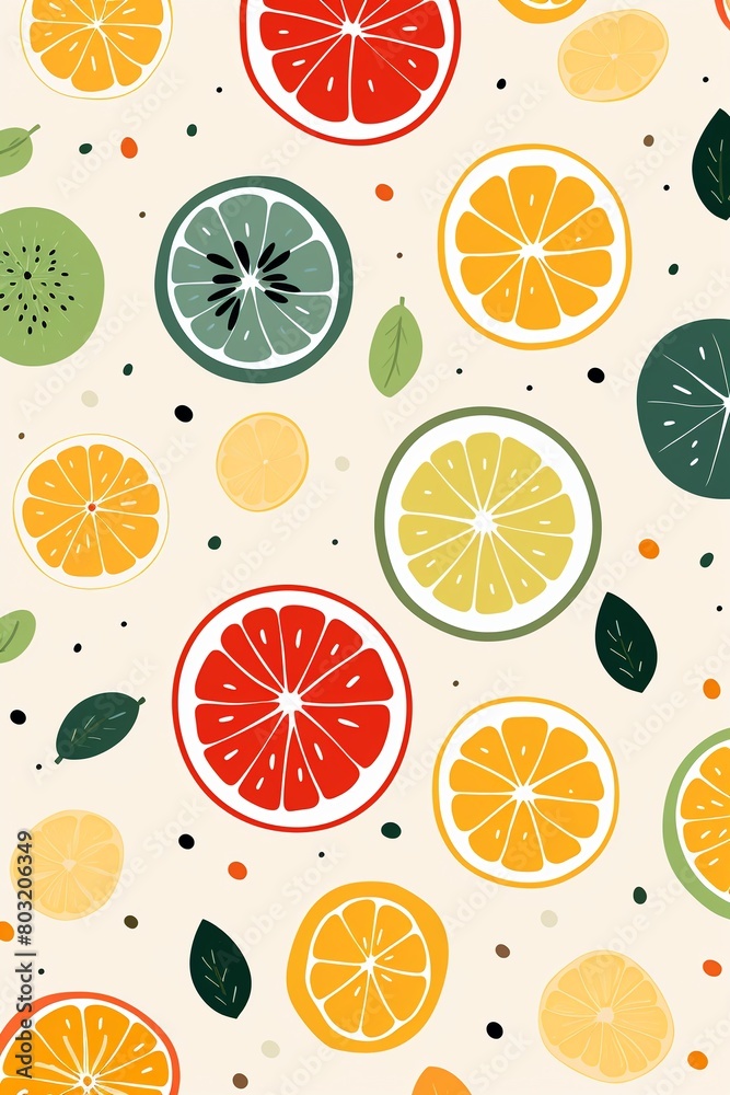 Decorative abstract fruits, repeating pattern, simple flat vector ideal for decorative printing ,  pattern
