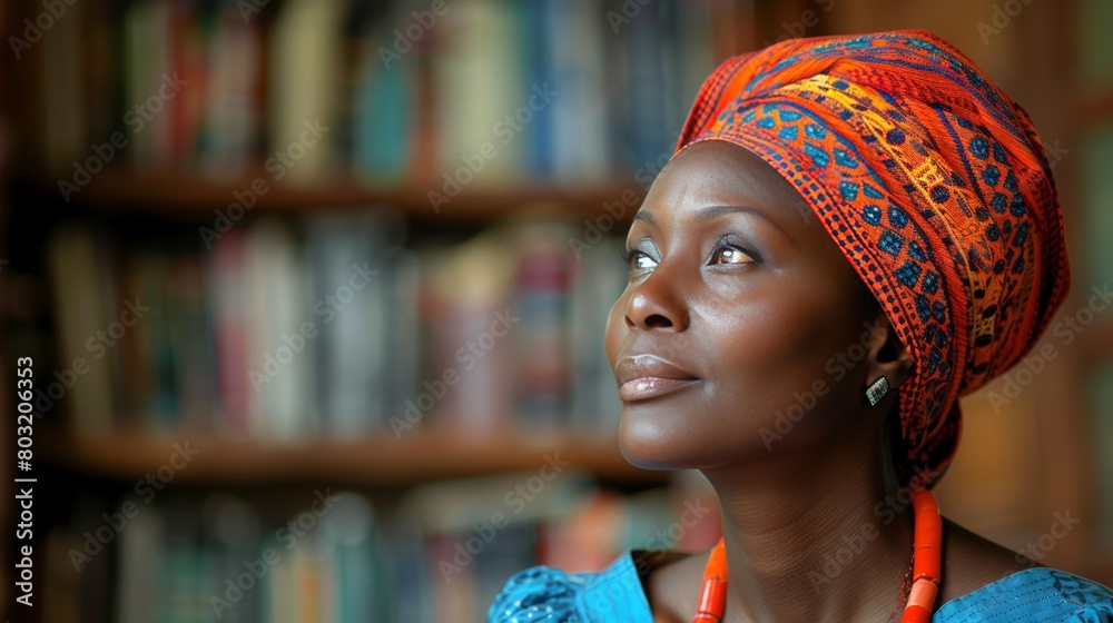 Stylish black woman with bright hair on a blue background Stylish black woman with bright hair on a blue background