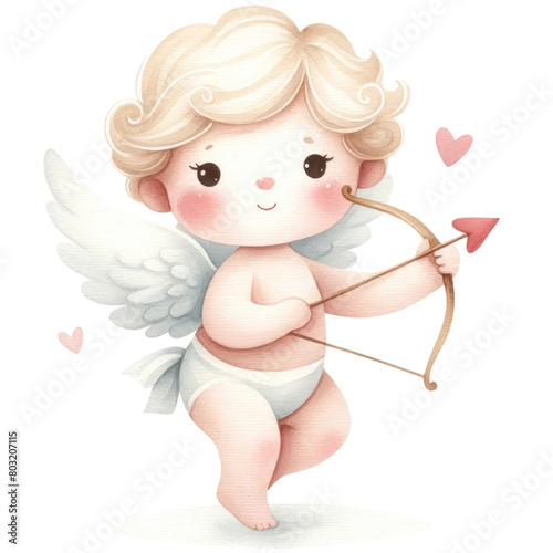Whimsical Cute Baby Cupid Watercolor Sublimation Clipart. © vilaiporn