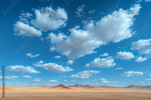 Large clouds over vast desert landscape