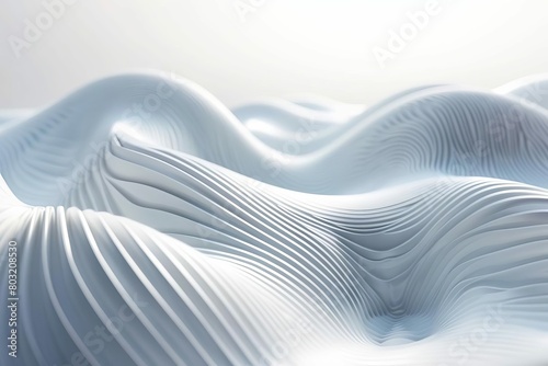 futuristic white 3d waves with copy space abstract background render