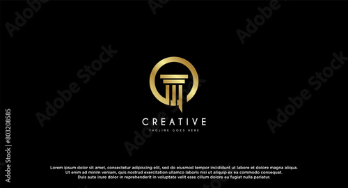 Lawyer logo with creative element style Premium Vector. Law firm Attorney And Law logo design vector Illustration.