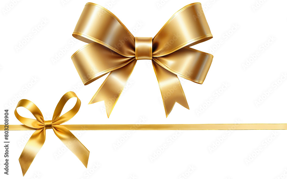 set of golden ribbon bows on a transparent background set of golden ribbon bows on a transparent background