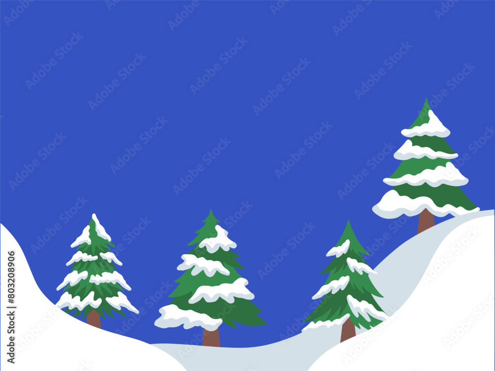 Obraz premium Christmas Tree Snow Background Illustration