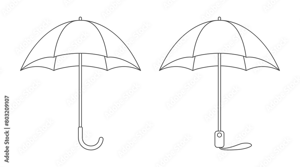 Opened umbrellas. Coloring page for kids. Stock Vector | Adobe Stock