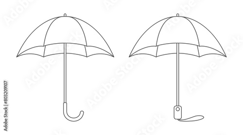 Opened umbrellas. Coloring page for kids.