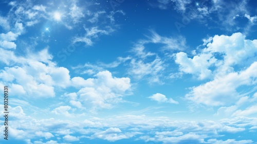Blue sky with clouds and stars photo