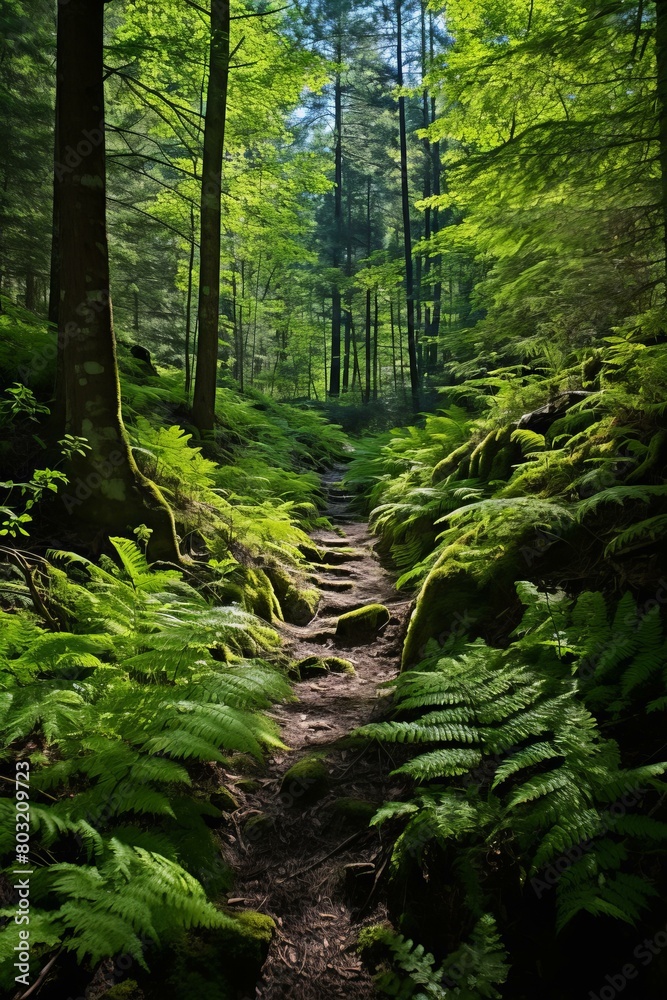 Fototapeta premium The sun shines through the forest