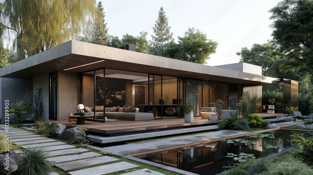 Modern minimalist house with natural elements