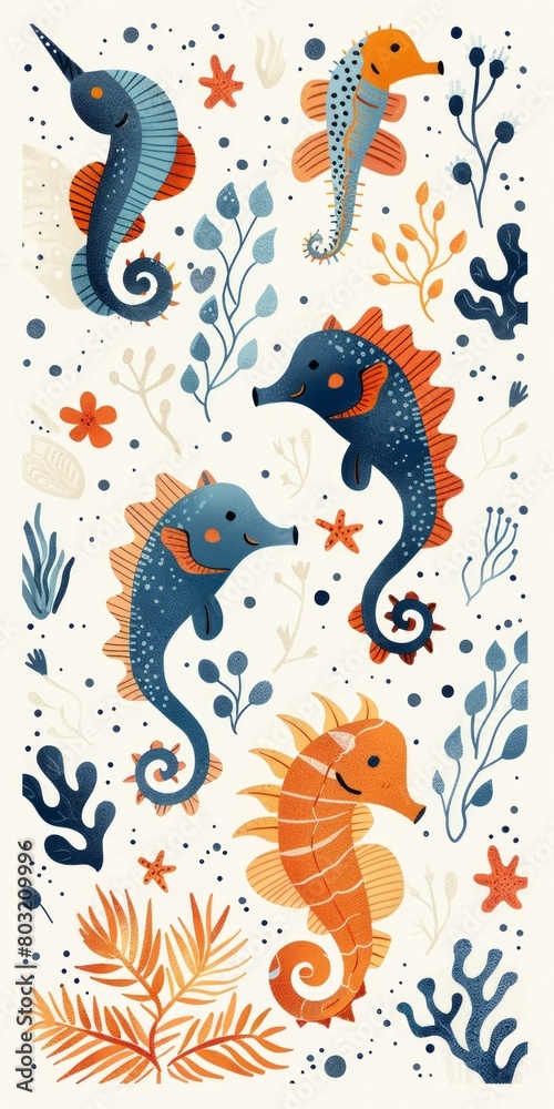 Underwater Seahorse Garden Illustration