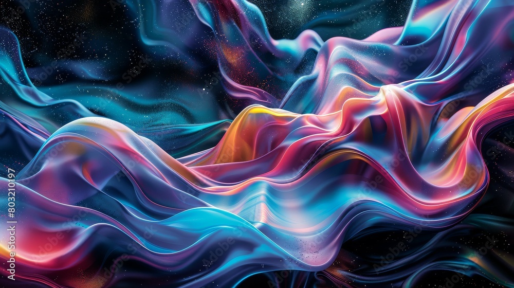 Colorful cosmic silk waves in the expanse of space
