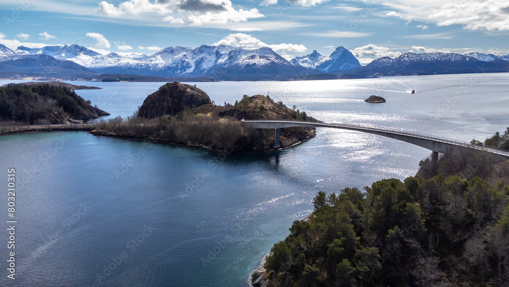 Bridge to the island of Storoya and Gronnoya in Nordland county, Norway