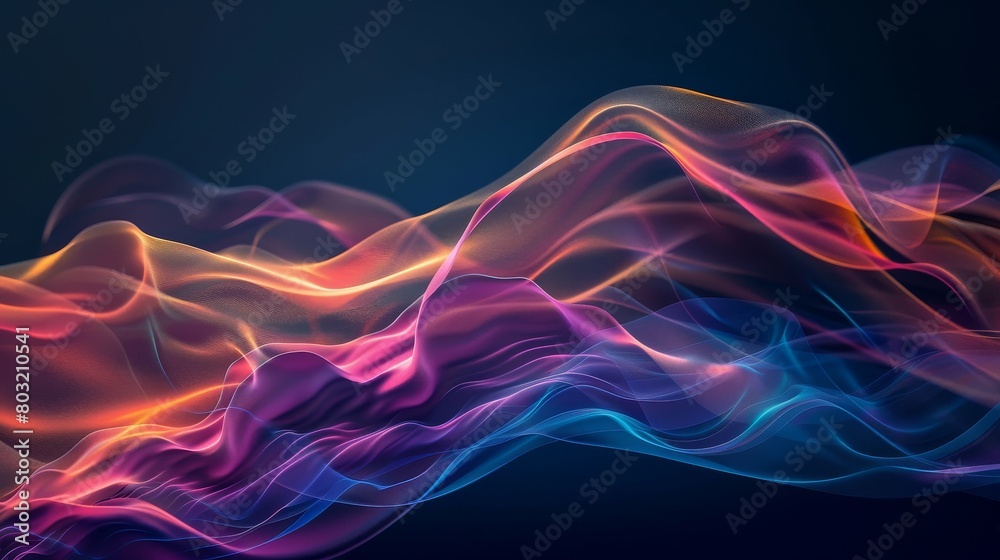 Colorful digital waves flowing in a dark space Colorful digital waves flowing in a dark space
