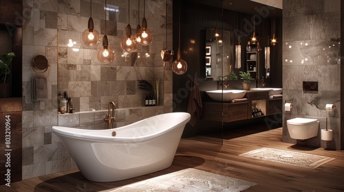 Modern Bathroom With Tub  Toilet  and Sink