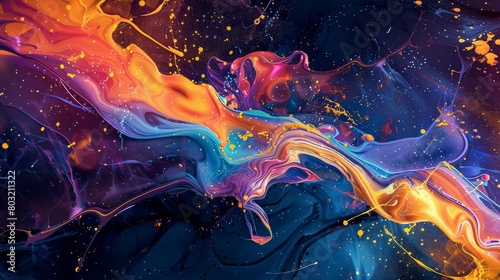 Cosmic dance of vibrant hues and liquid artistry photo