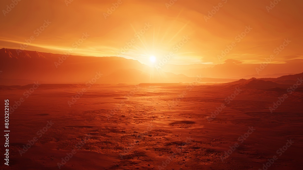 Stunning desert sunset scene showcasing majestic hills and peaceful terrain