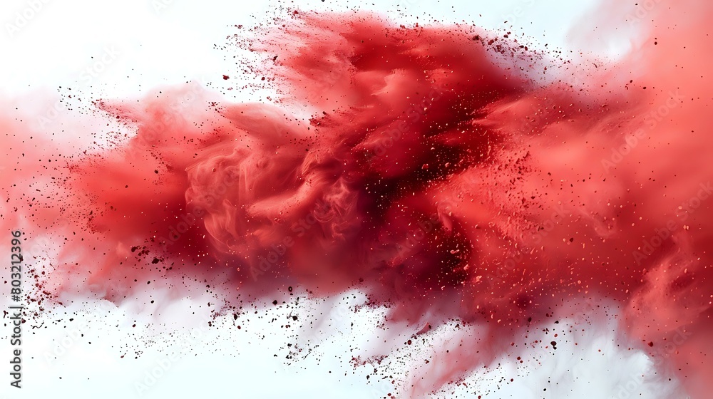 Vibrant Red Powder Splaying Across Pure White Surface