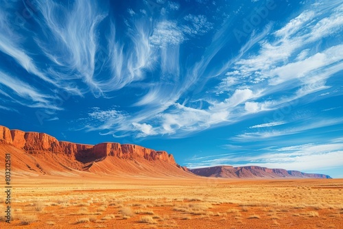 Amazing red rock formations under a blue sky with white clouds
