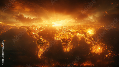 worldmap in the fire,generative ai