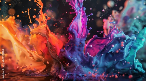 Vibrant dance of fiery and cool splashes