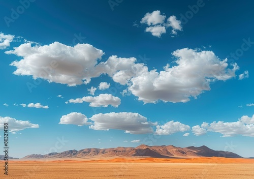 Huge white clouds over endless desert landscape