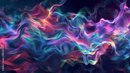 Vibrant digital waves in a dance of neon colors