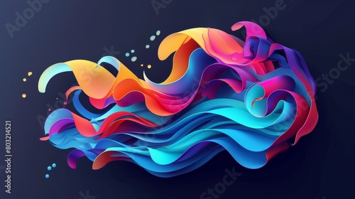 Vibrant digital waves in a fluid dance of color