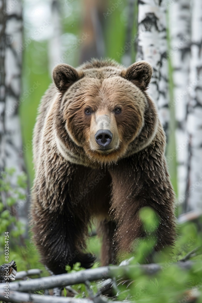 Close up of a large male grizzly bear in the forest Close up of a large male grizzly bear in the forest