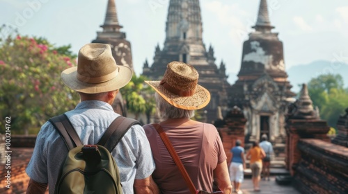 A senior couple traveling the world together, exploring new cultures and creating unforgettable memories