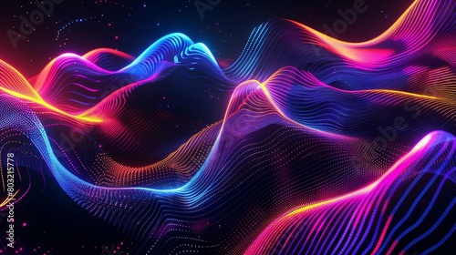 Vibrant digital waves in neon flux