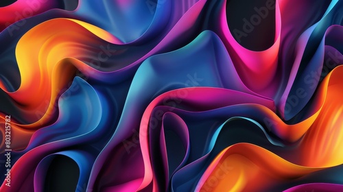 Vibrant digital waves of color melting together