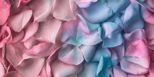 Pink and blue rose petals background. Close up. Minimal concept.