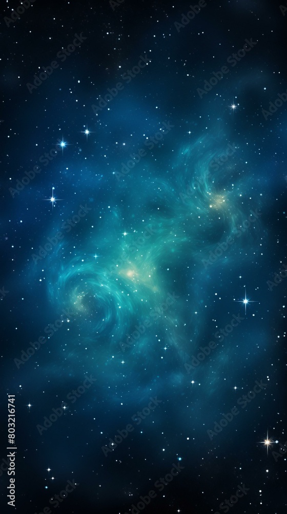 Blue and Teal Galaxy with Bright Stars Blue and Teal Galaxy with Bright Stars