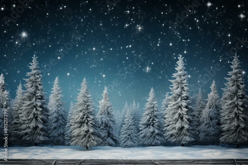 A Snowy Forest at Night